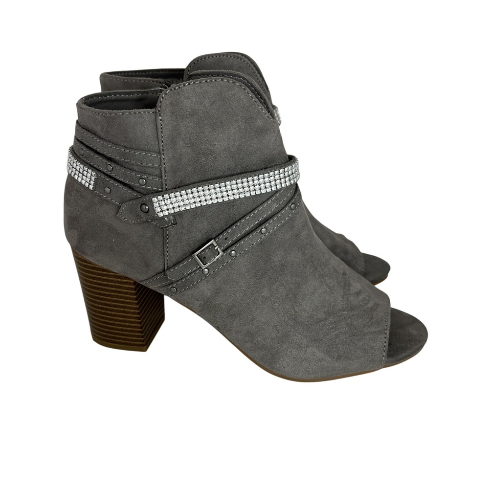 SO Authentic American Heritage Boots Womens 9 M Hawgrey Peep Toe Zip Heels Gray
